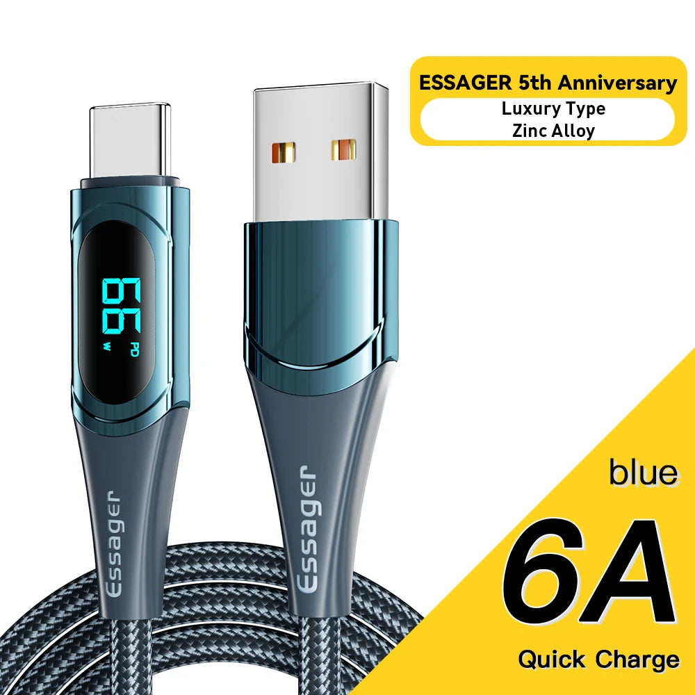 Essager USB Type C To USB C Cable 100W/5A PD Fast Charging Charger Wire Cord For Macbook Xiaomi Samsung Type-C USBC Cable  2M