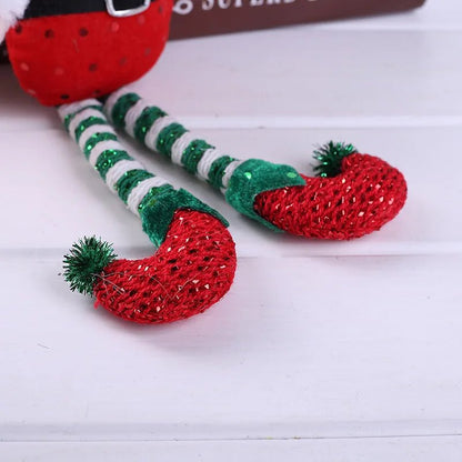 New 2/1Pc Red Green Christmas Decoration Plush Leg Elf Doll Ornaments Boys Girls Elves Toy Doll New Year Navidad Home Decoration - Kaiju Mafia