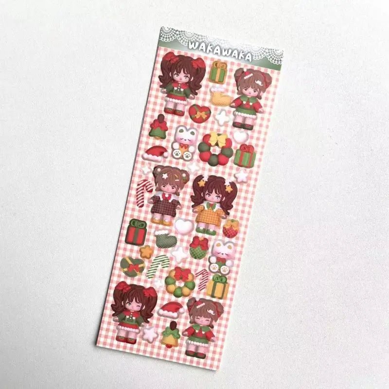 SKYSONIC New Arrival Christmas Style Junk Journal Stickers Decor Scrapbooking Material DIY Agenda Cat Paw Sticker Stationery - Kaiju Mafia