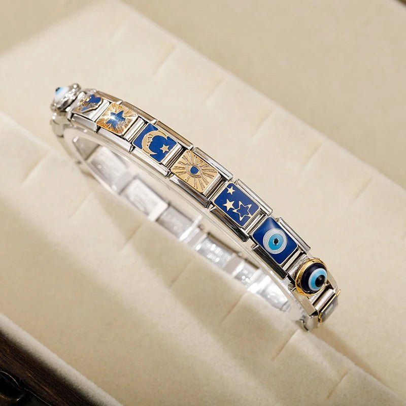 Hapiship 2024 Top Fashion Eye Moon Star Fish Spider Poker Queen Charm Italian Links Fit 9mm Bracelet Making DIY Jewelry DJ854 - Kaiju Mafia
