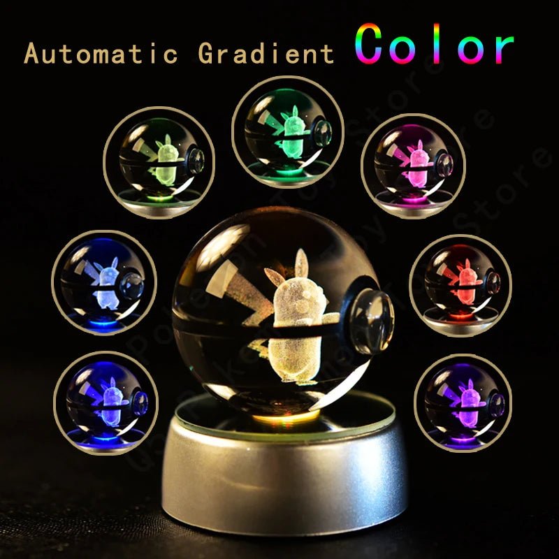 Pokemon 3D Crystal Ball Lamp Set - Perfect Kids Birthday Gift! - Kaiju Mafia