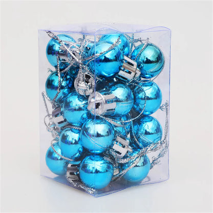 24pcs/Box 2cm Mini Christmas Ball Pendant Xmas Party Hanging Ball Ornament Shopping Mall Ceiling Christmas Tree Decorations