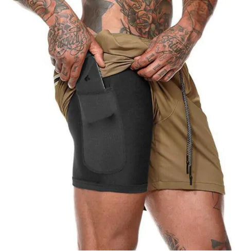 Mens 2 in 1 Fitness Running Shorts